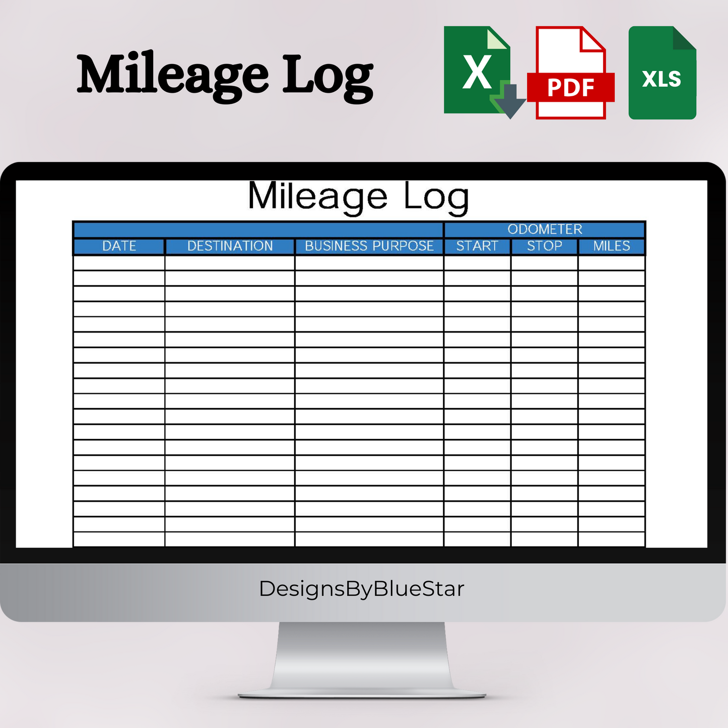 Mileage Log Book (Excel, Google Sheets, & PDF)