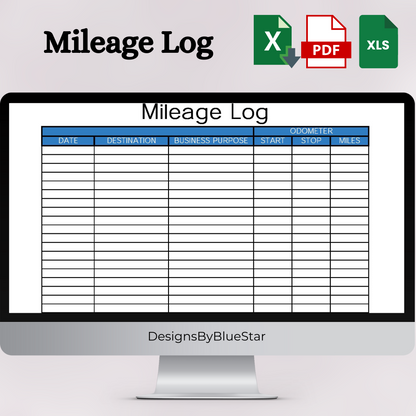 Mileage Log Book (Excel, Google Sheets, & PDF)