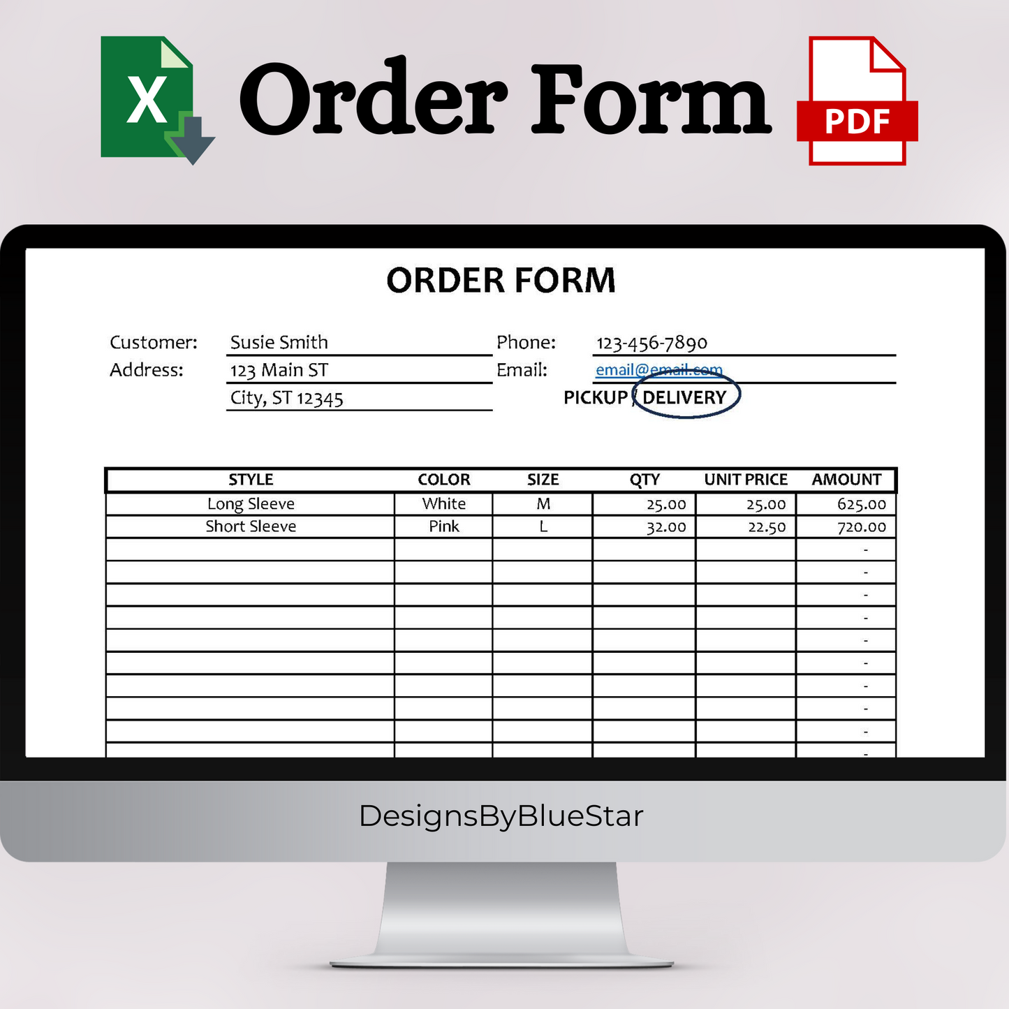 Order Form Template Version 1 (Excel)