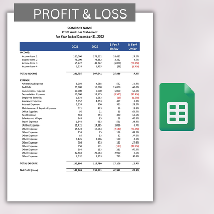 Financial Statement Template (Google Sheets)