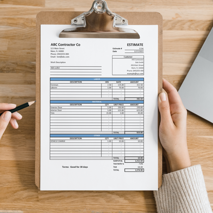 Estimate Template with Labor & Material Breakout (Google Sheets)