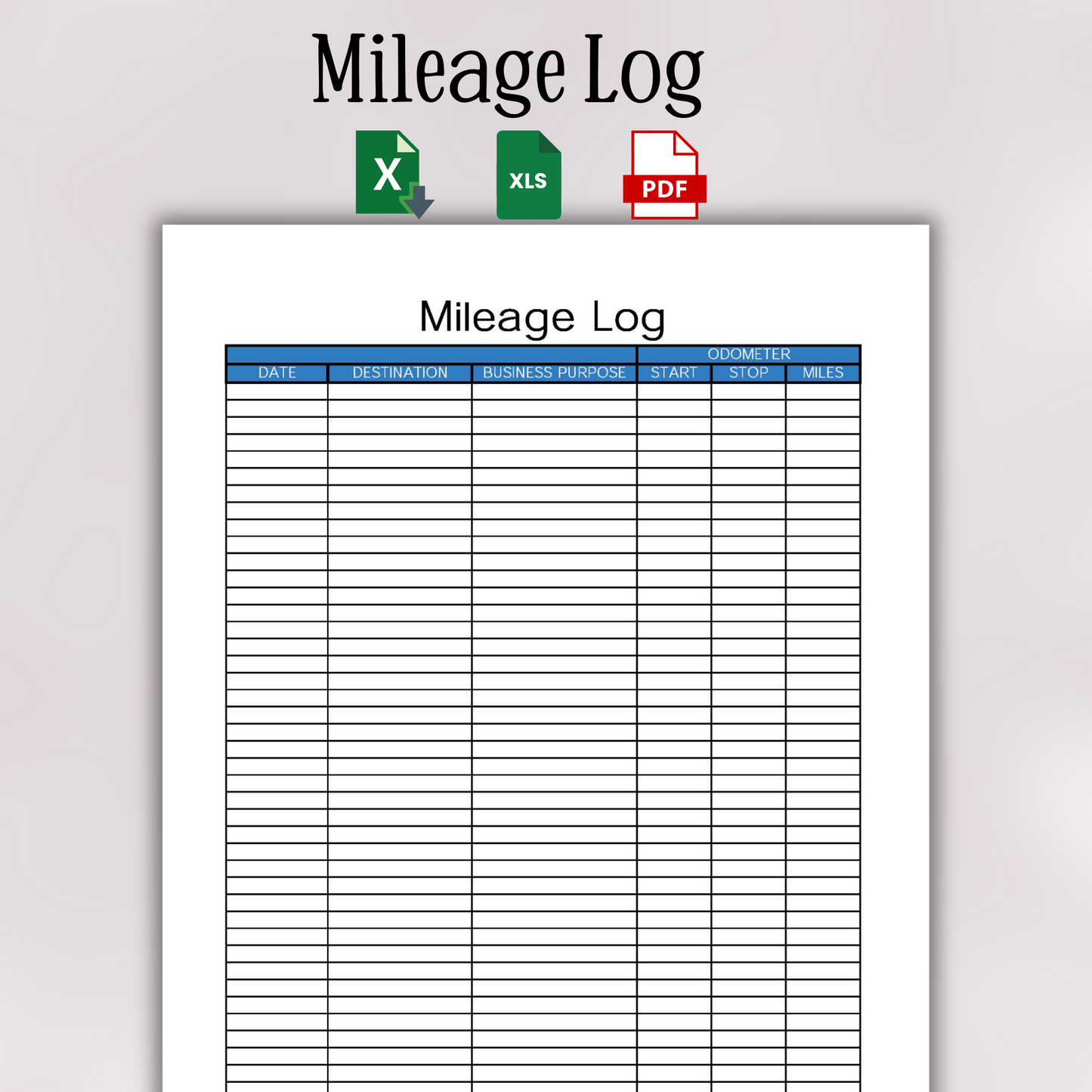 Mileage Log Book (Excel, Google Sheets, & PDF)