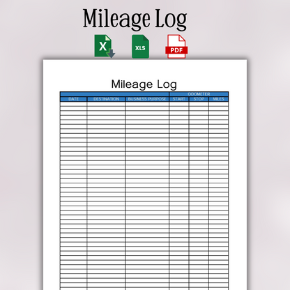 Mileage Log Book (Excel, Google Sheets, & PDF)