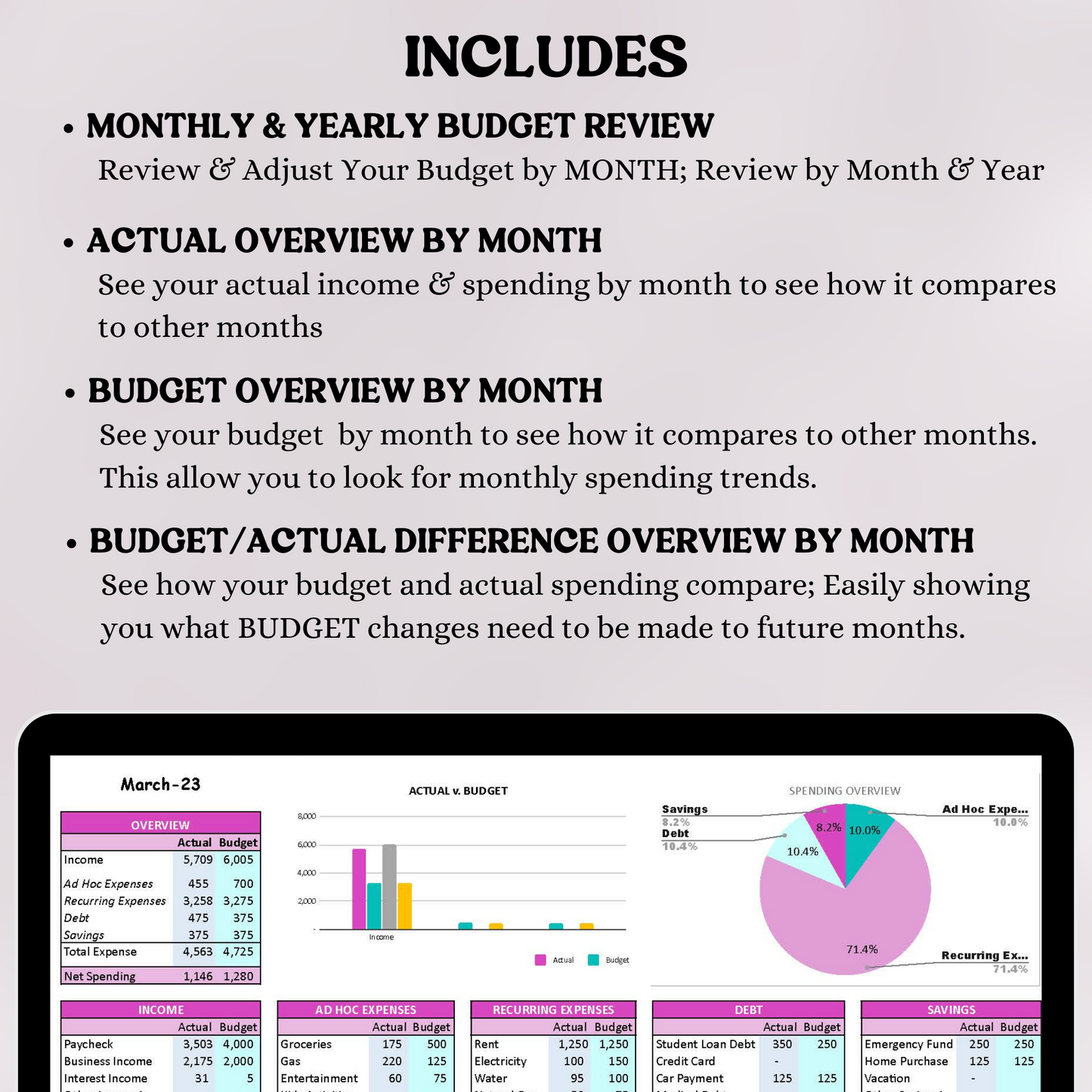 Premium Budget Pink Spreadsheet (Google Sheets)