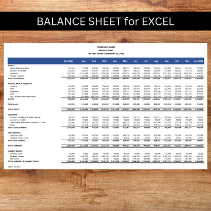 Monthly Balance Sheet (Excel)