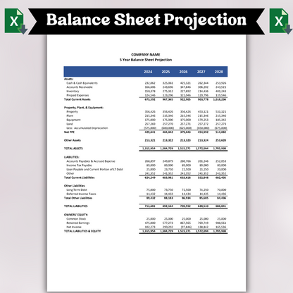 Balance Sheet Projection (Excel)