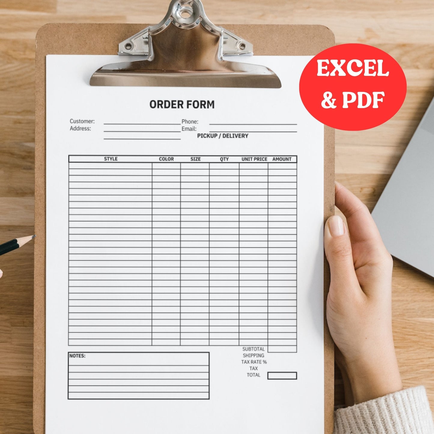 Order Form Template Version 1 (Excel)