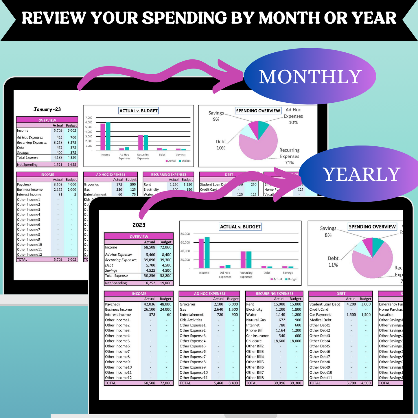 Premium Budget Pink Spreadsheet (Excel)