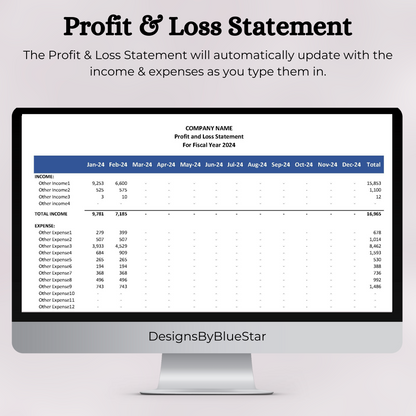 Monthly Profit and Loss Statement with Transactional Data