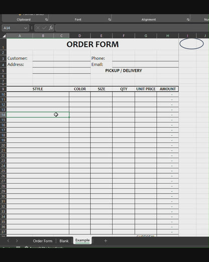 Order Form Template Version 1 (Excel)
