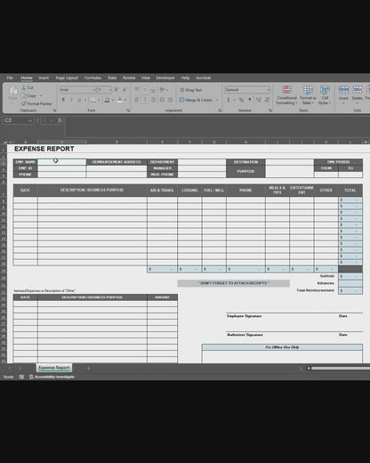 Printable Expense Report Form | Editable Employee Reimbursement Expenses